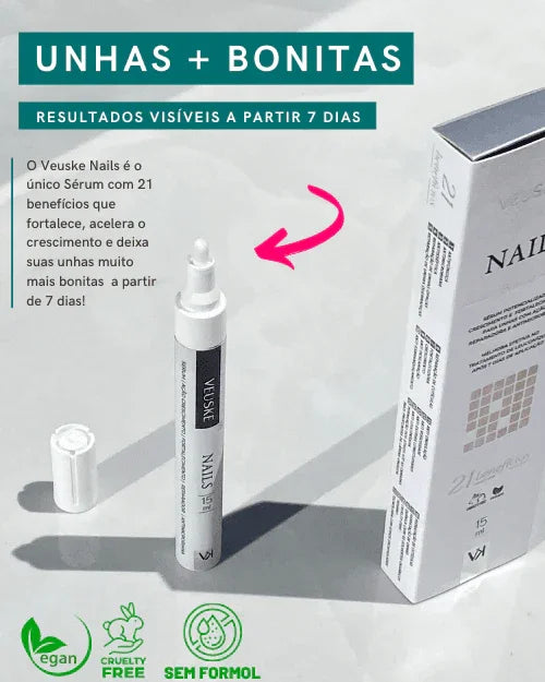 Fortalecedor de unhas para Crescimento e Anti Quebra - 15ml - 21 Benefícios - Veuske
